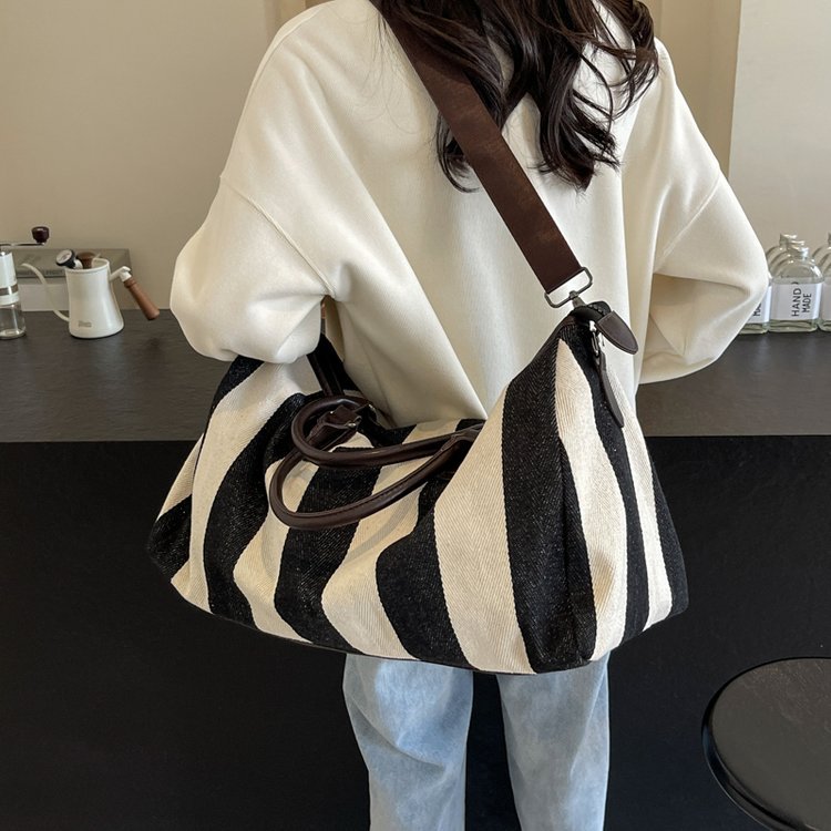 Sac à main bandoulière pour femmes, élégant et polyvalent, à rayures, style unique