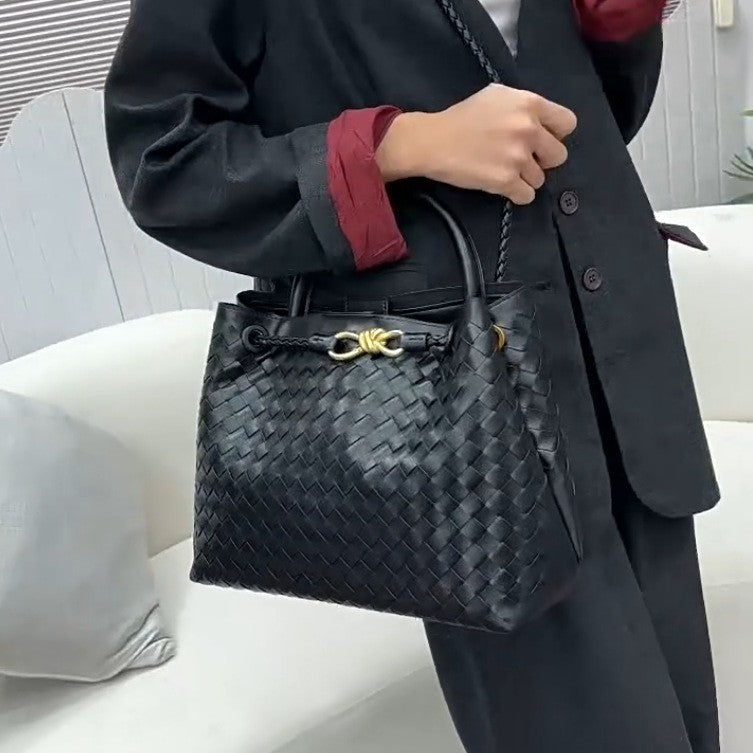 Sac fourre-tout en cuir véritable avec anse en métal en forme de 8, simple épaule, à main, grande capacité, sac bandoulière femme...