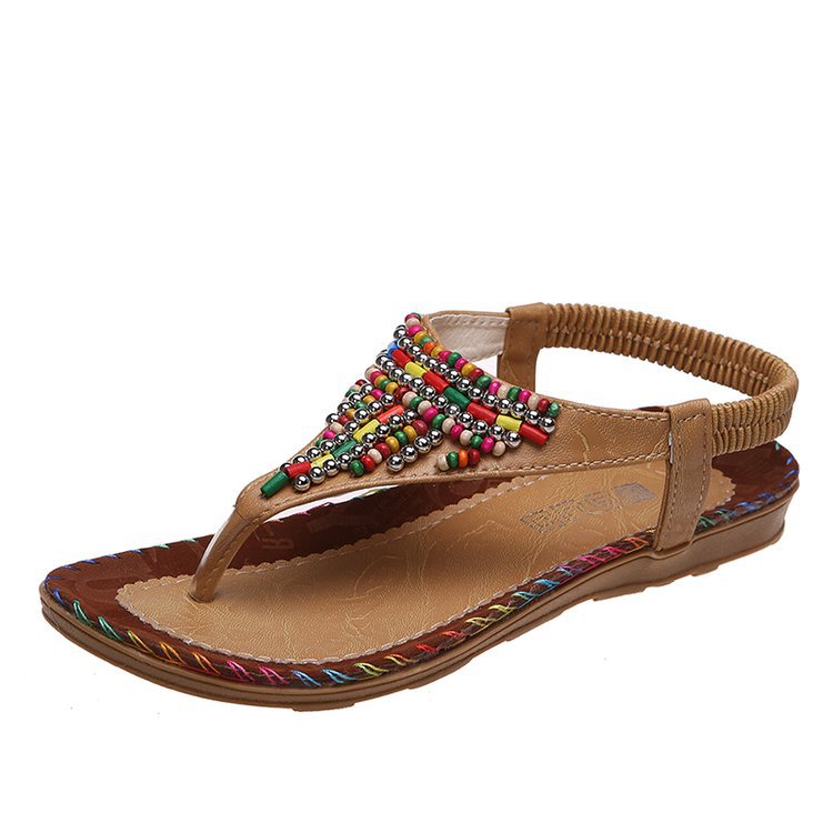 Sandales Plates pour Femmes Style Féérique Confortables Entre-doigts Strass Tongs