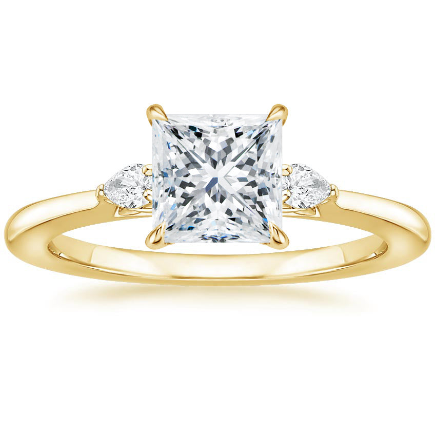 Fashion Luxury Three-Stone Diamond Ring 1 Carat Wedding Ring S925 Sterling Silver Plated 18K Gold Lab-Grown Diamond Ring for Women