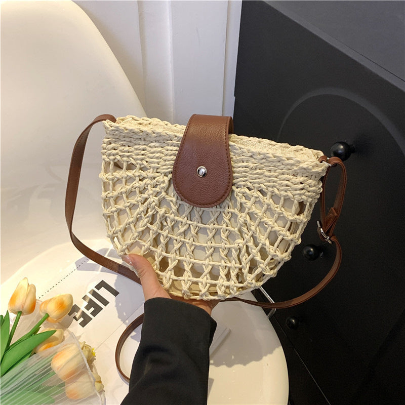 Sac tressé en paille pour femme, sac de plage, sac à bandoulière, sac à l'épaule, sac de selle sous le bras