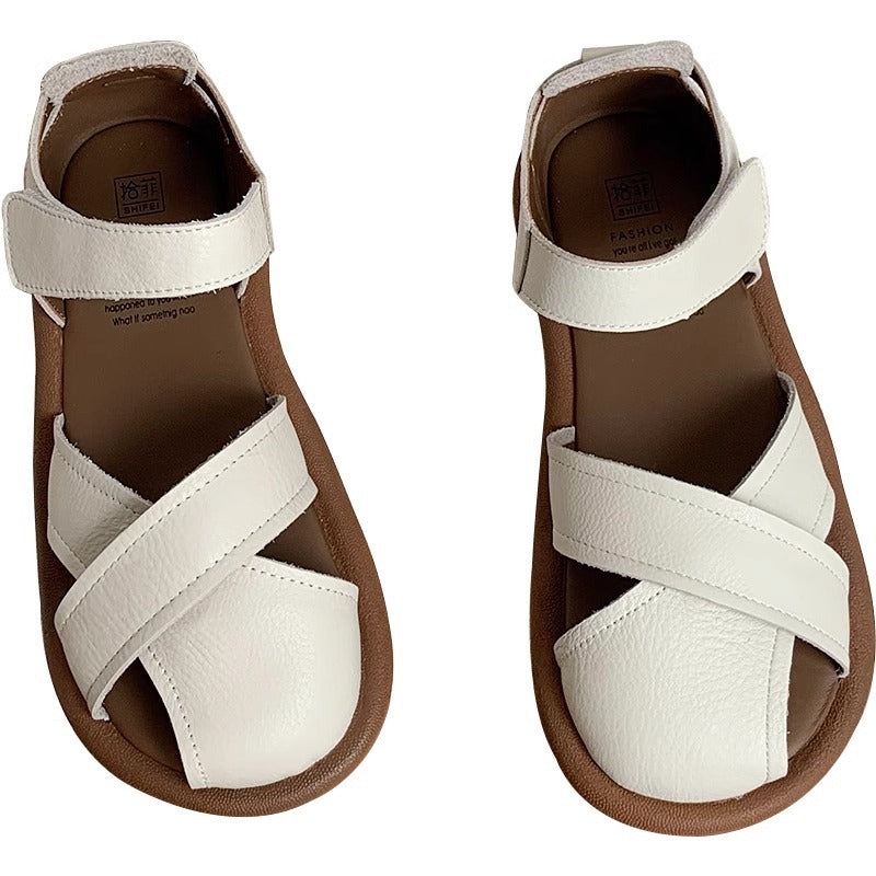 Sandales plates fermées pour femme, chaussures décontractées