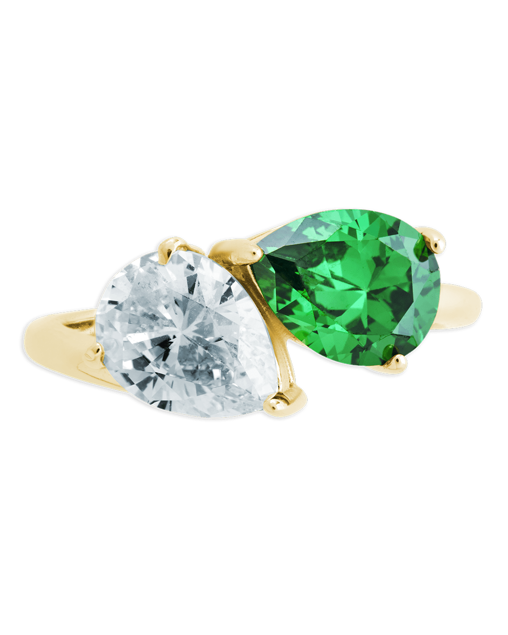 Bague Toi et Moi Poire en Argent Sterling