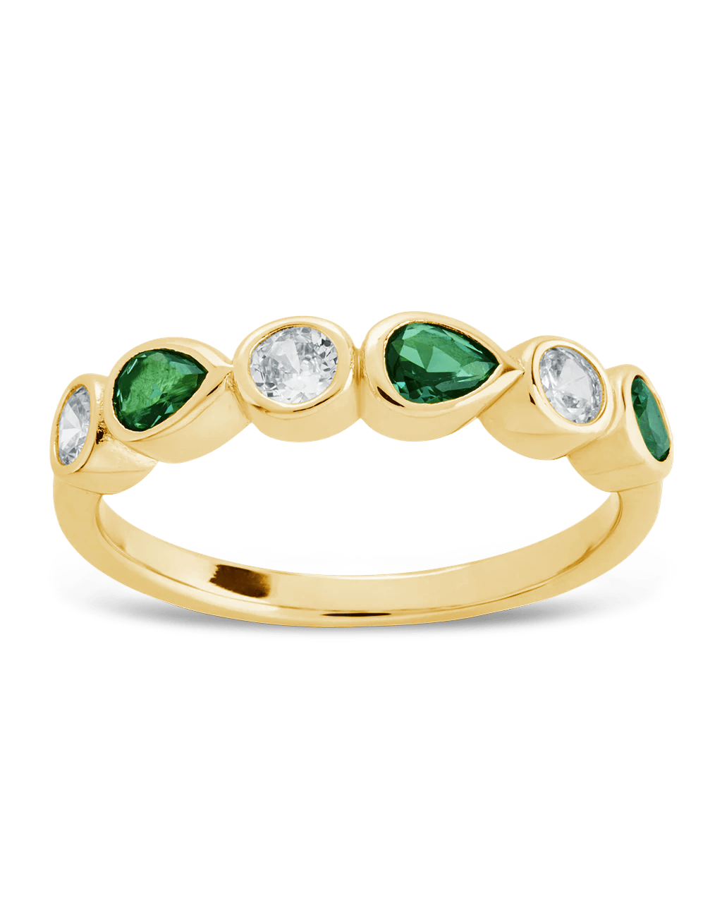 Bague en argent sterling, poire et ronde, sertie clos