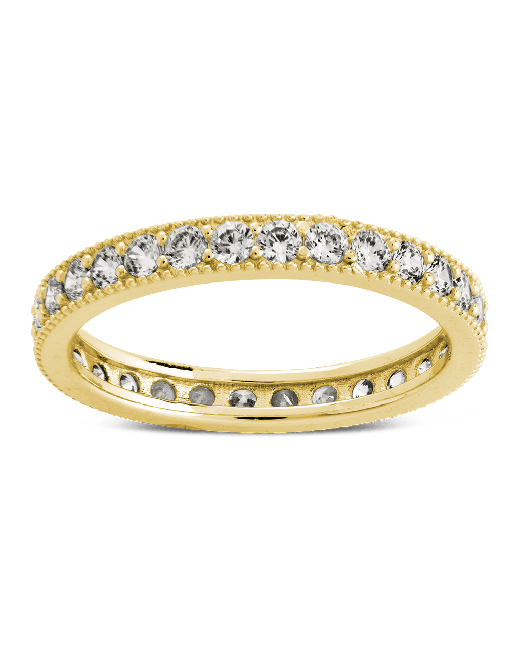Bague fine en argent sterling 3mm avec zircone cubique