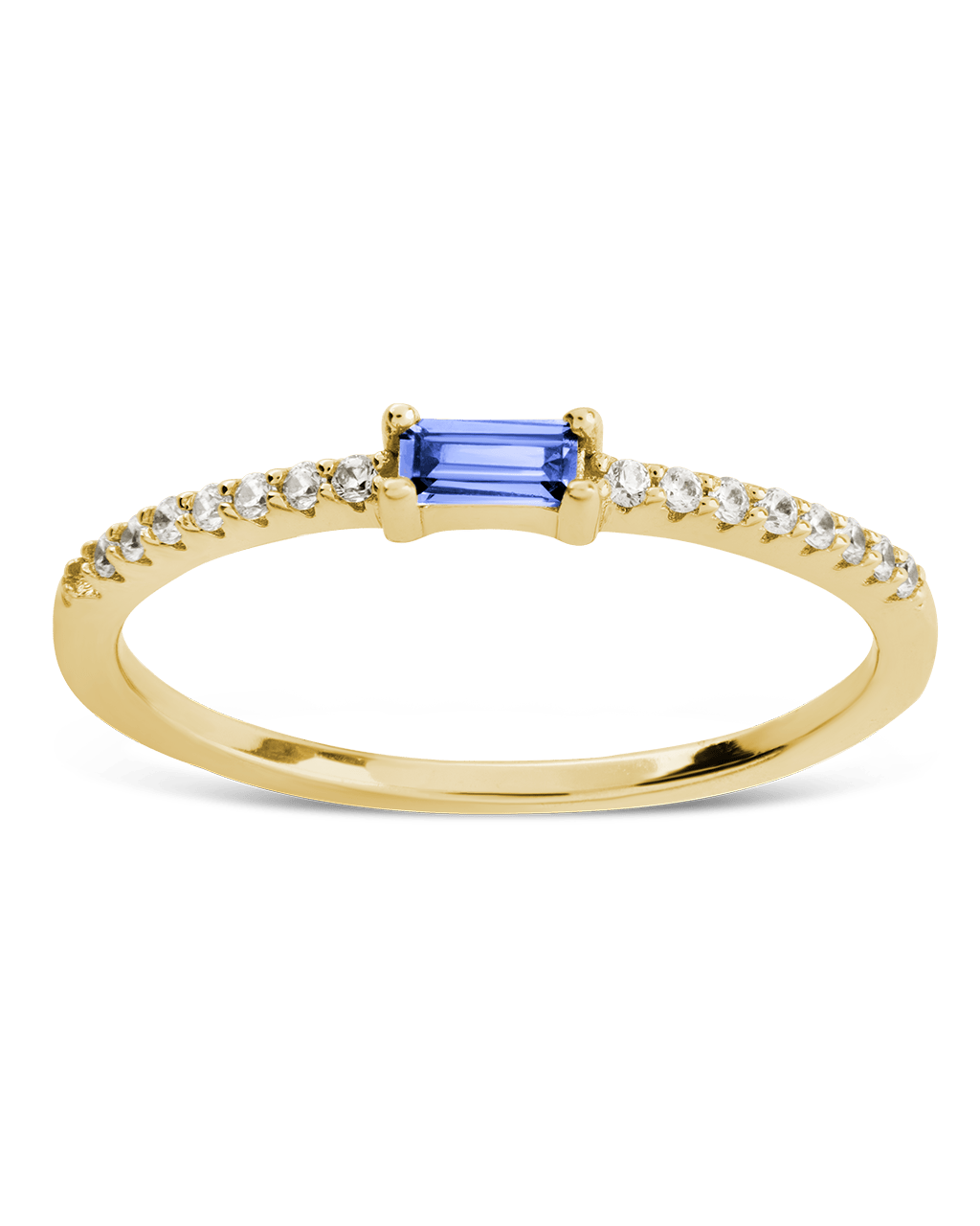 Bague empilable en argent sterling ornée d'une aigue-marine et de zircons cubiques