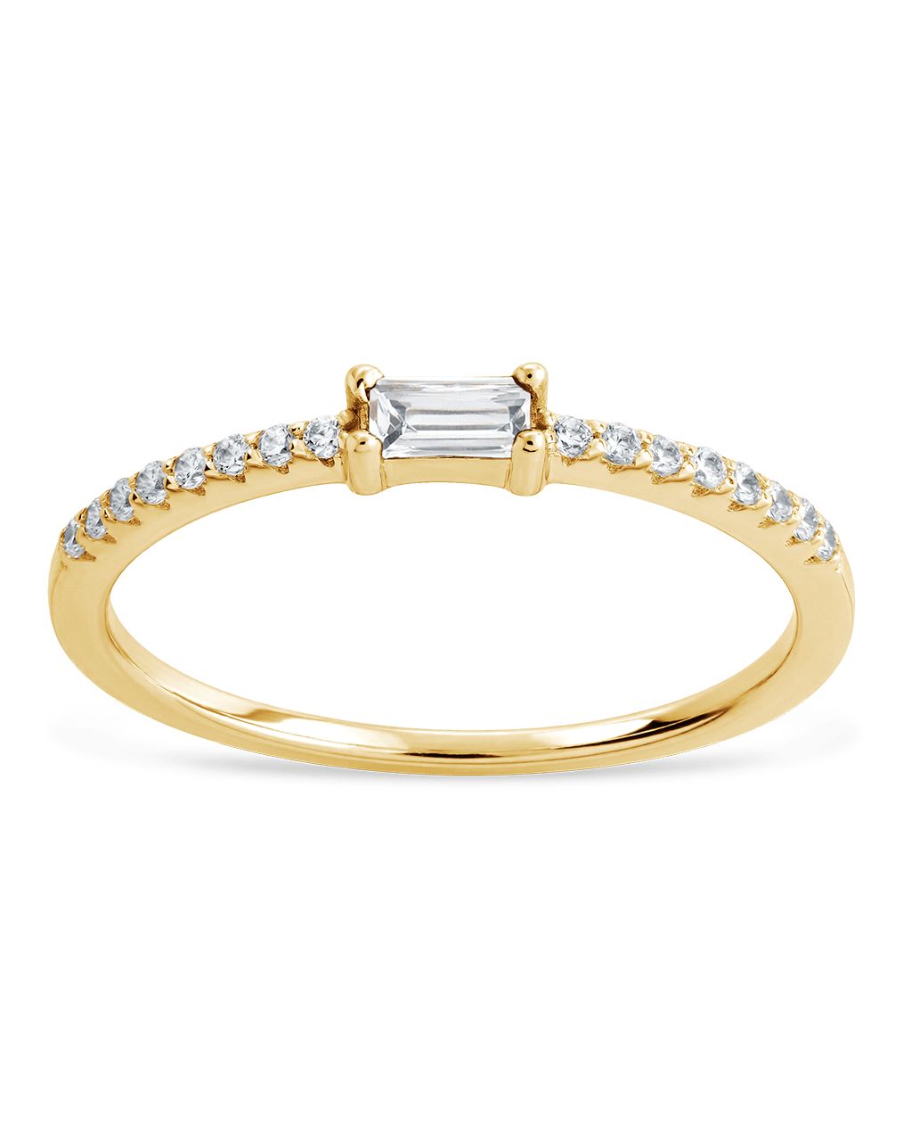 Bague empilable en argent sterling fine avec pierre de naissance et zircon cubique transparent