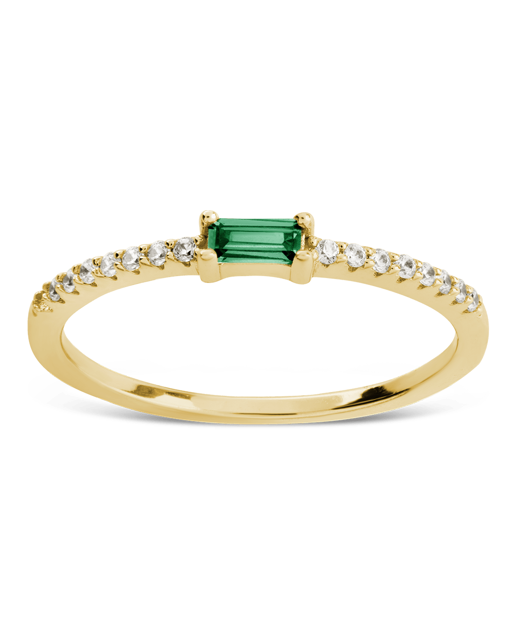 Bague fine empilable en argent sterling avec oxyde de zirconium émeraude (pierre de naissance)