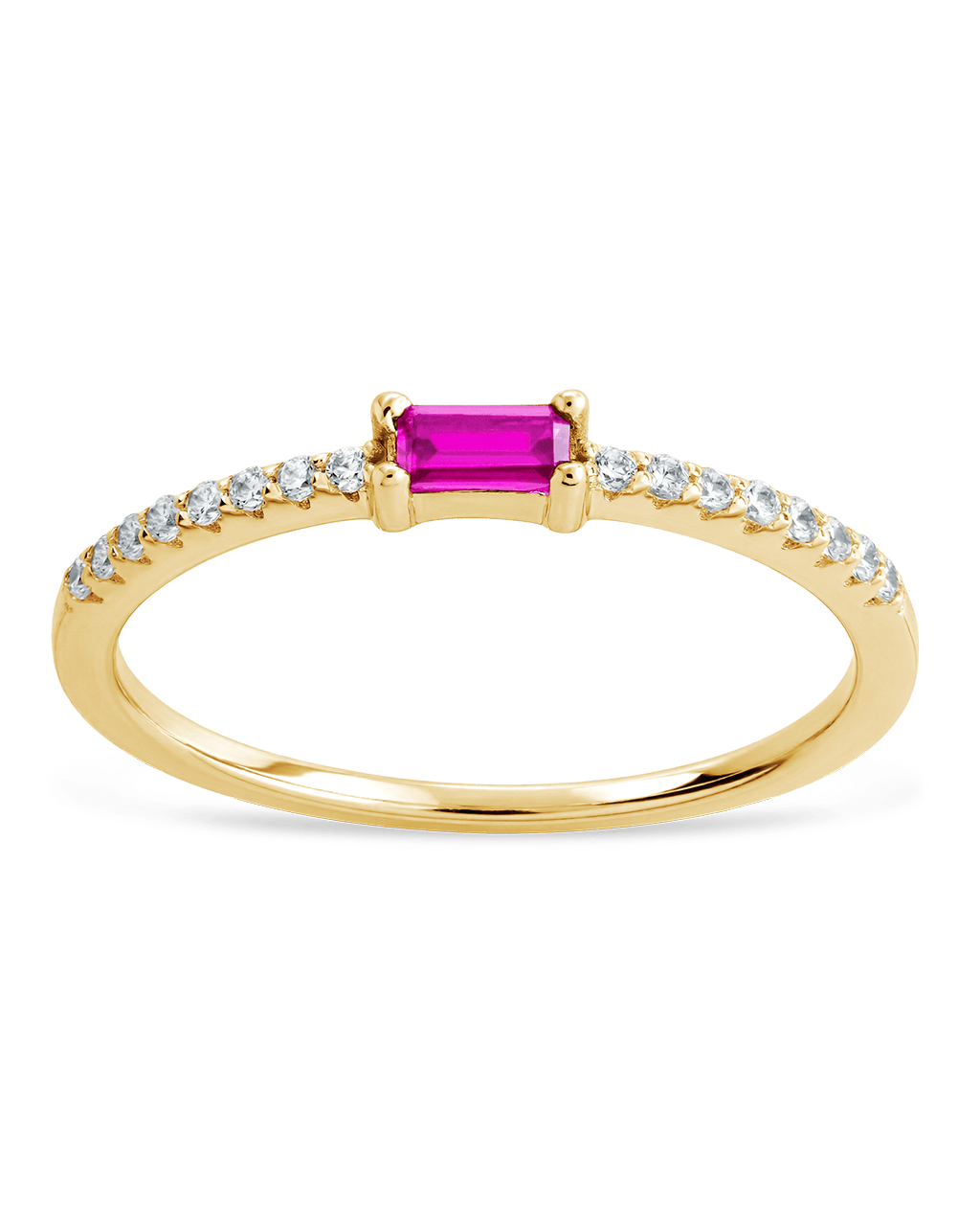 Bague empilable en argent sterling, fine, rubis CZ, pierre de naissance