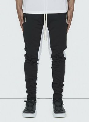 Side Zipper Casual Pants with Stretch Cotton Stripes