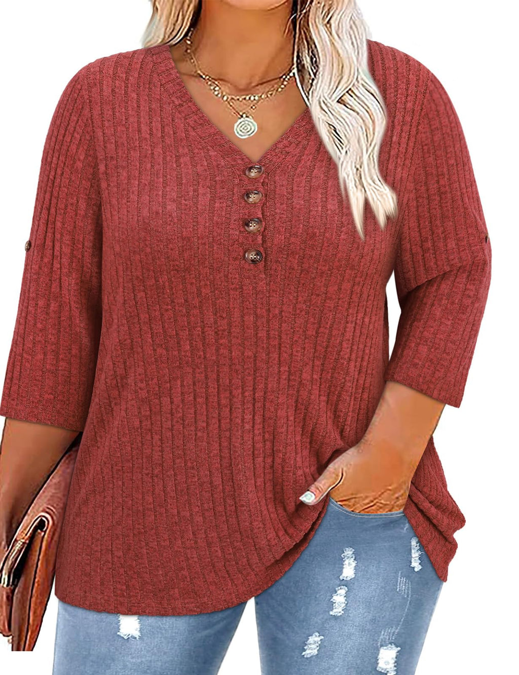 Plus size : Koscacy Plus Size Clothing Fall Clothes for Women 2024 Business Casual Button Tops V Neck Shirts for Teens Girls Going Out Top Knit Sweater Caramel 5XL