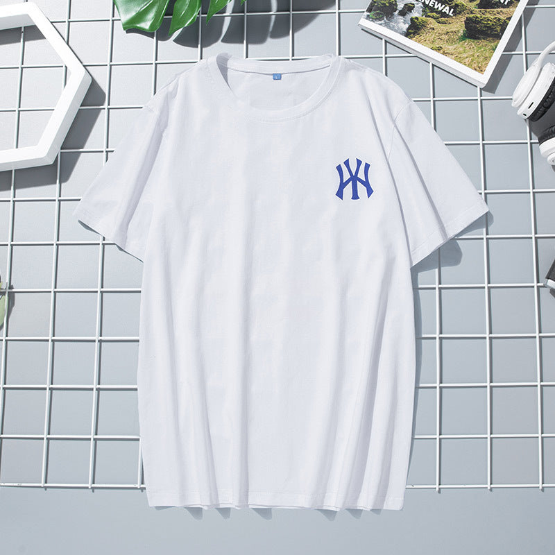 T-shirt d'été pour homme, col rond en coton coupe ample