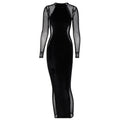 Autumn Winter Sexy See-through Mesh Long Sleeve Dress