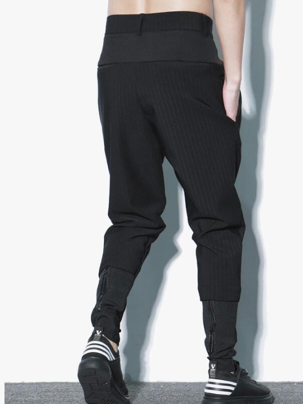Men's Harem Pants with Dark Stripes and Solid Color