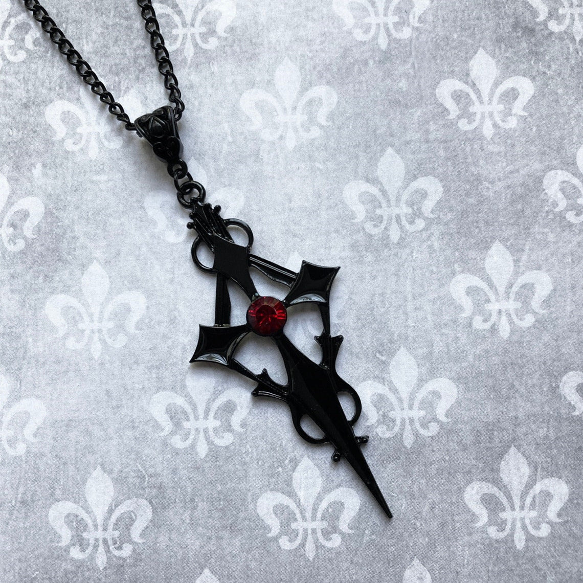 Black Pointed Cross Vampire Necklace - Gothic Jewelry