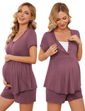 Maternity Nursing Pajamas Postpartum Lounge Sets for Women Labor and Delivery Pajamas for Hospital Purple XL