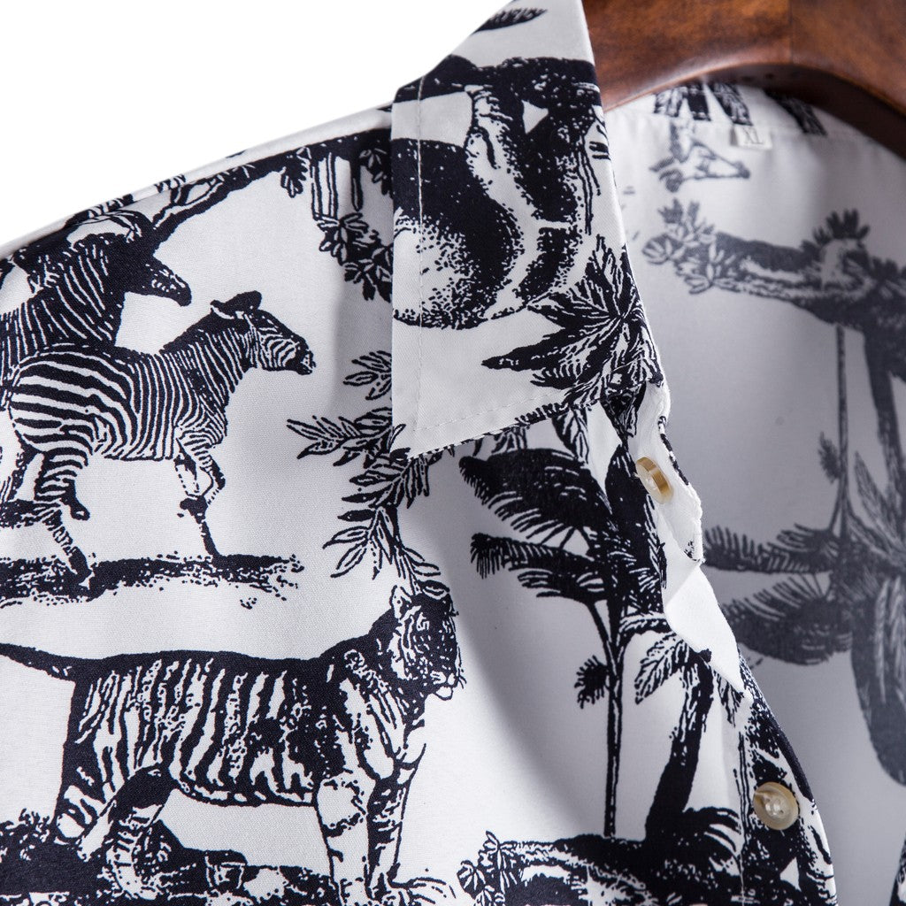 Vintage Hawaiian Men's Shirts with Coconut & Giraffe Print