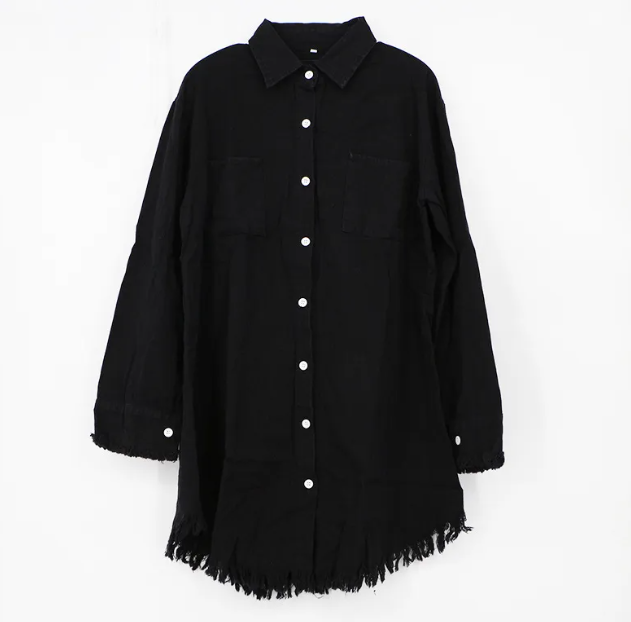 Chemise en jean effilochée