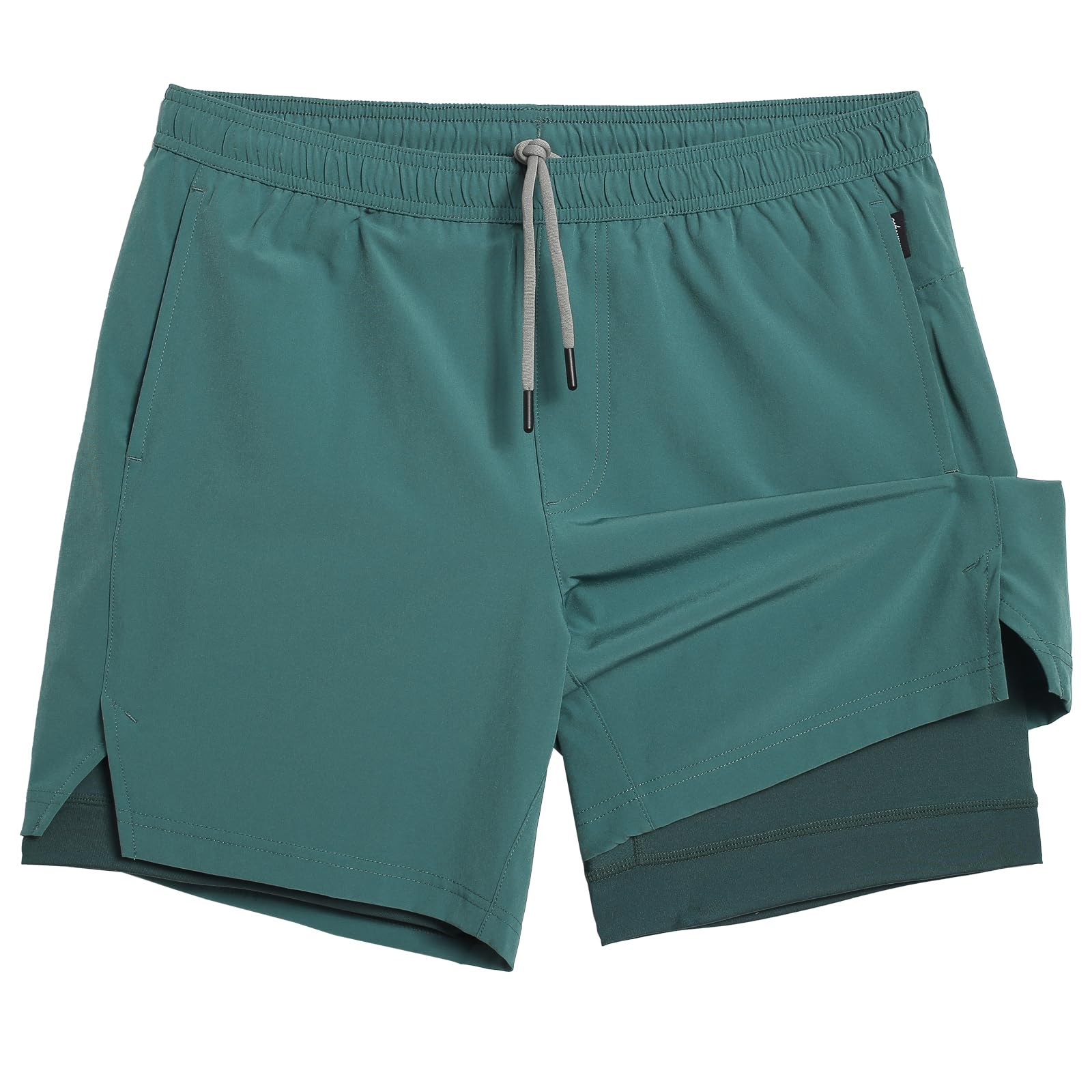maamgic Gym Shorts for Men 7 inch Inseam with Liner Stretch 2 in 1 Workout Shorts Men Quick Dry Athletic Running Shorts Ivy Green