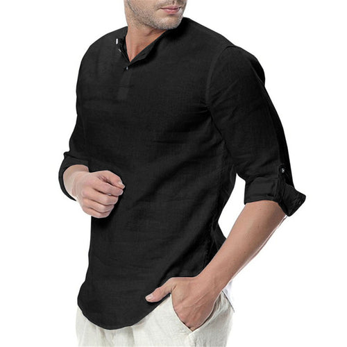 2019 Men's Linen Long Sleeve Shirt for Cross-Border Trade