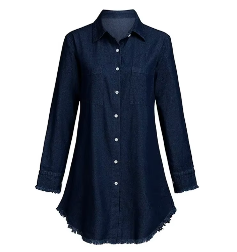 Chemise en jean effilochée