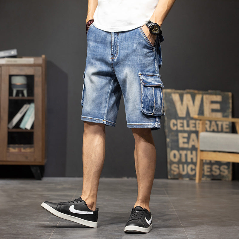 Men's Loose-Fit Multi-Pocket Denim Shorts (Summer)