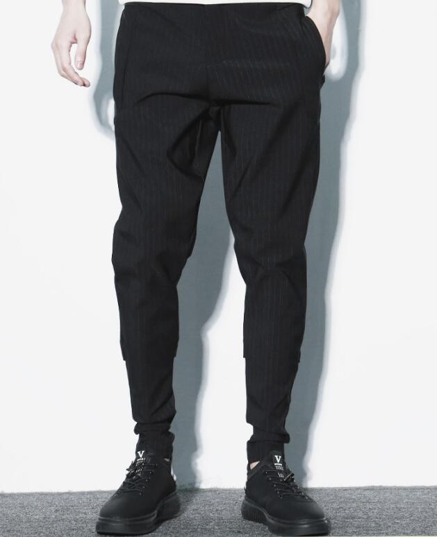 Men's Harem Pants with Dark Stripes and Solid Color