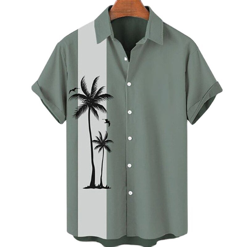 Chemise hawaïenne 3D imprimée pour homme avec cocotiers