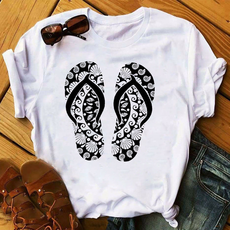 T-shirt décontracté à motifs pour femme, idéal pour les voyages en extérieur en été