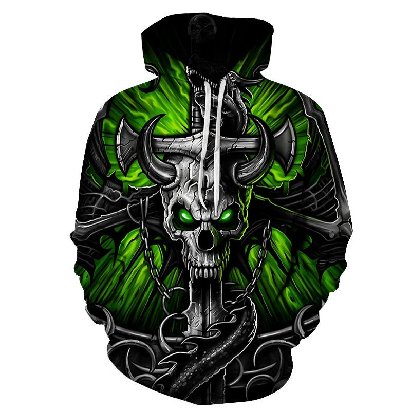 Men's 3D Skull Print Hoodie Jacket for Cross-Border Trade