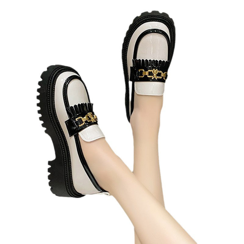 2023 Women's British Style Black Patent Loafers