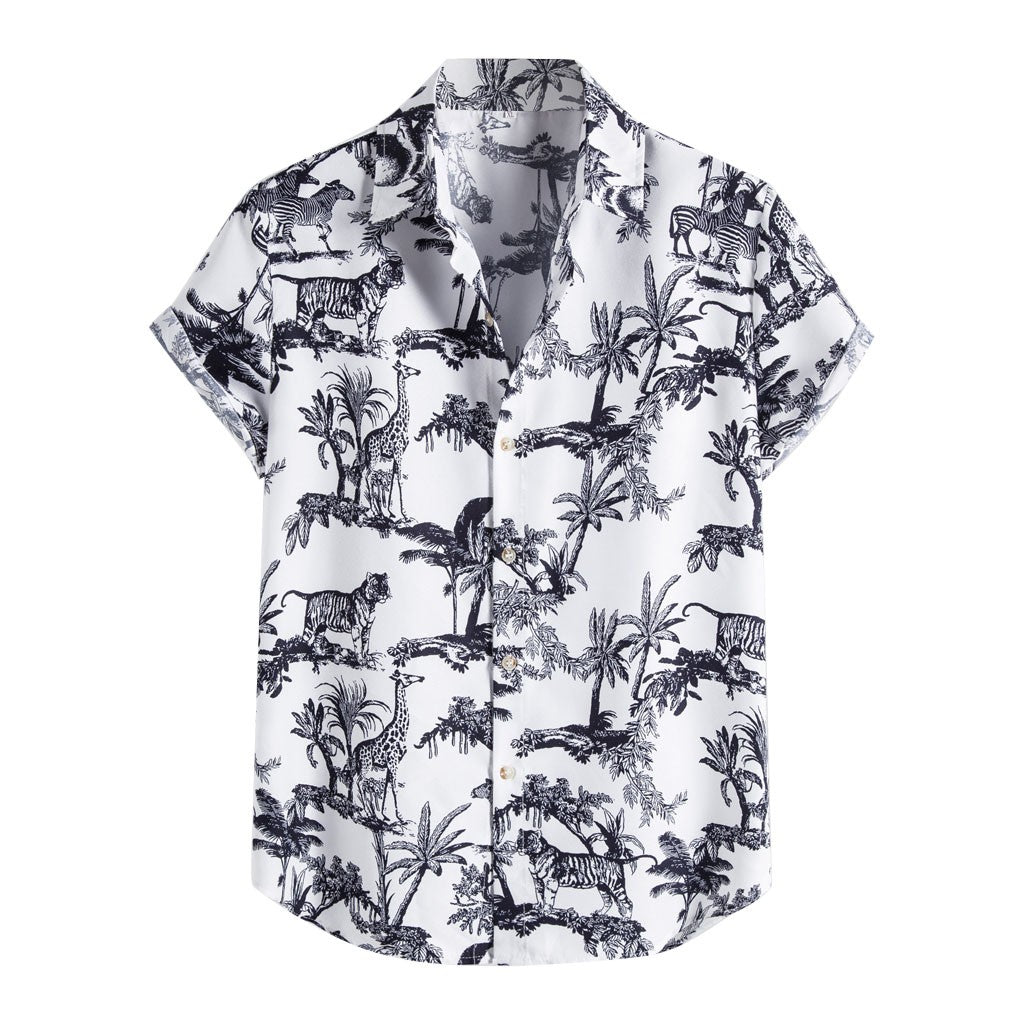 Vintage Hawaiian Men's Shirts with Coconut & Giraffe Print