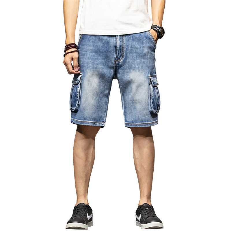 Shorts en jean amples multi-poches pour homme (Été)