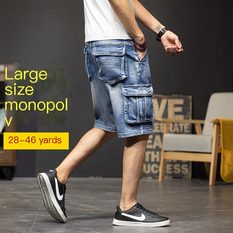 Shorts en jean amples multi-poches pour homme (Été)