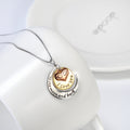S925 Silver Necklace with Heart Moon Pendant and Engraving