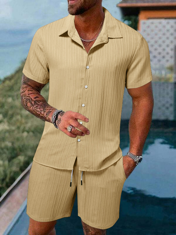 Ensemble chemise et short décontractés d'été pour homme