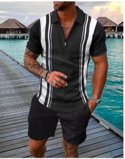 Ensemble de polo de sport d'été à manches courtes pour homme (2 pièces)