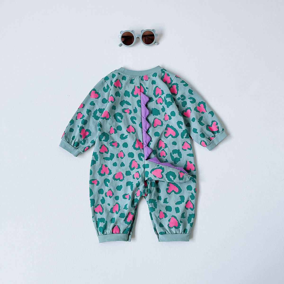 Cute Dinosaur Tail Long-sleeved Jumpsuit for Babies