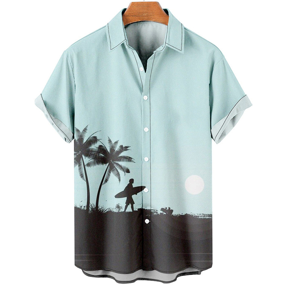 Chemise hawaïenne 3D imprimée pour homme avec cocotiers