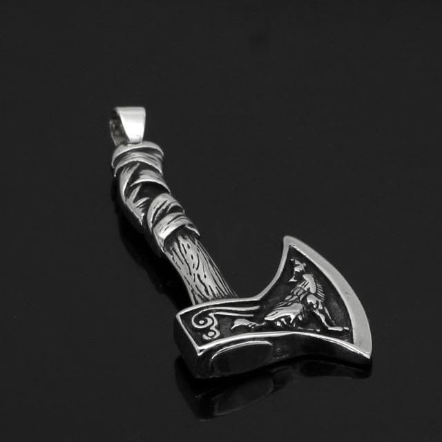 Collier hache loup viking en acier inoxydable