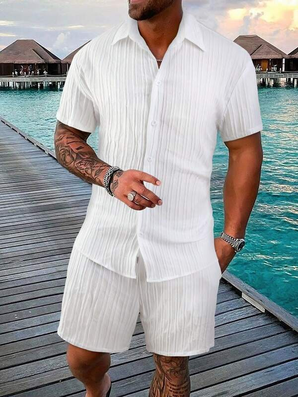 Ensemble chemise et short décontractés d'été pour homme