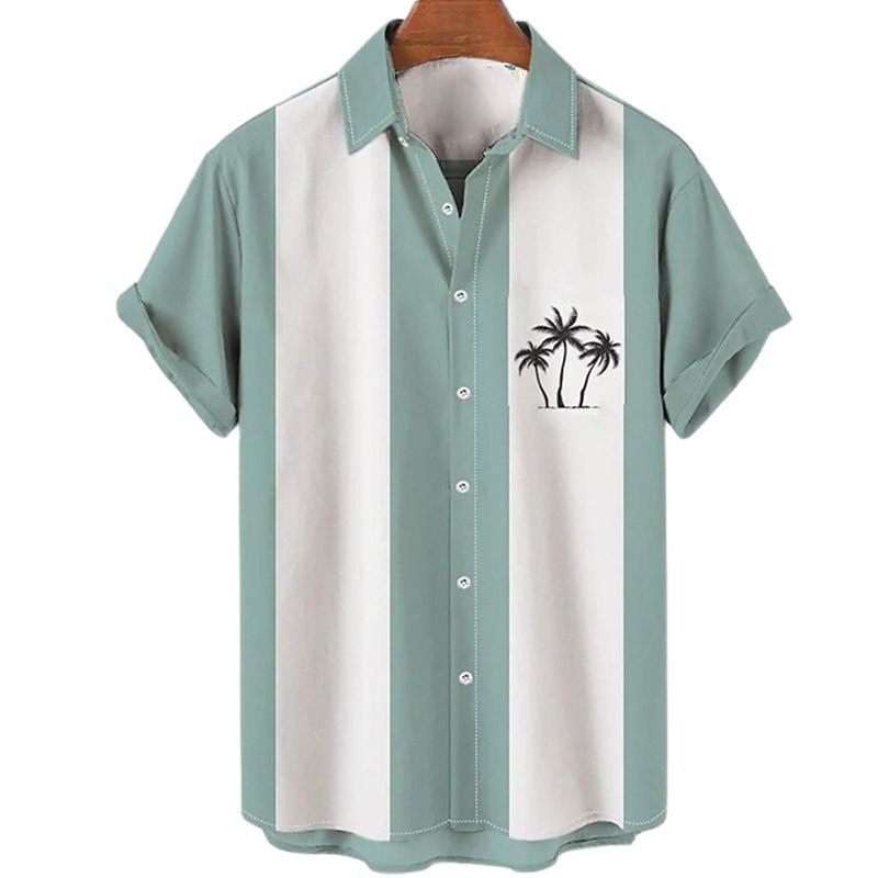 Chemise hawaïenne 3D imprimée pour homme avec cocotiers