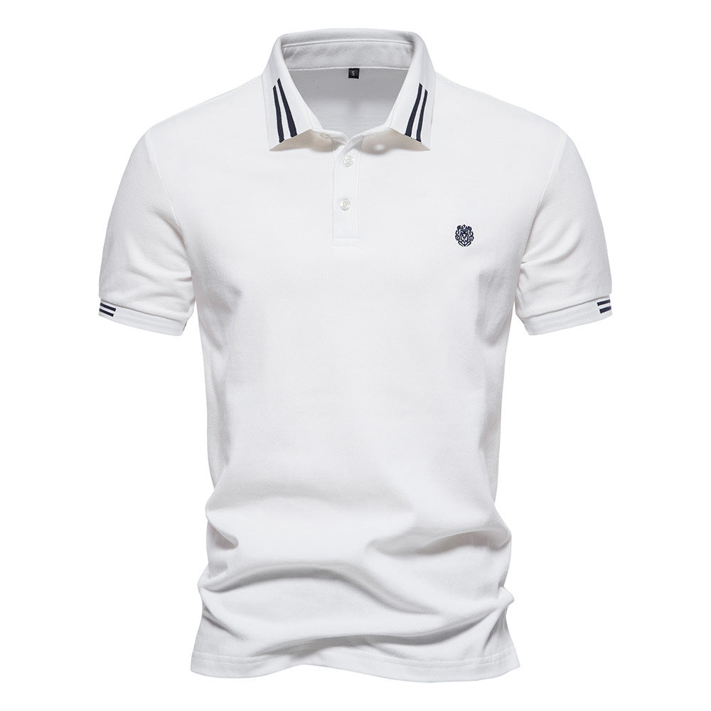 2023 Summer Men's Polo Shirt with Stripes and Embroidery