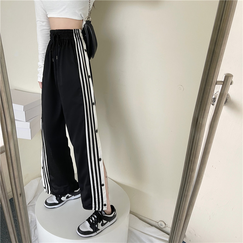 Fashion High Waist Wide Leg Pants for Women - Stripe Design