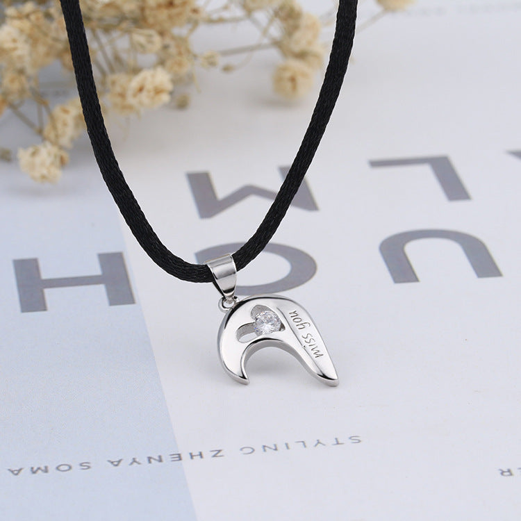 Collier de couple cœur avec pendentif à graver