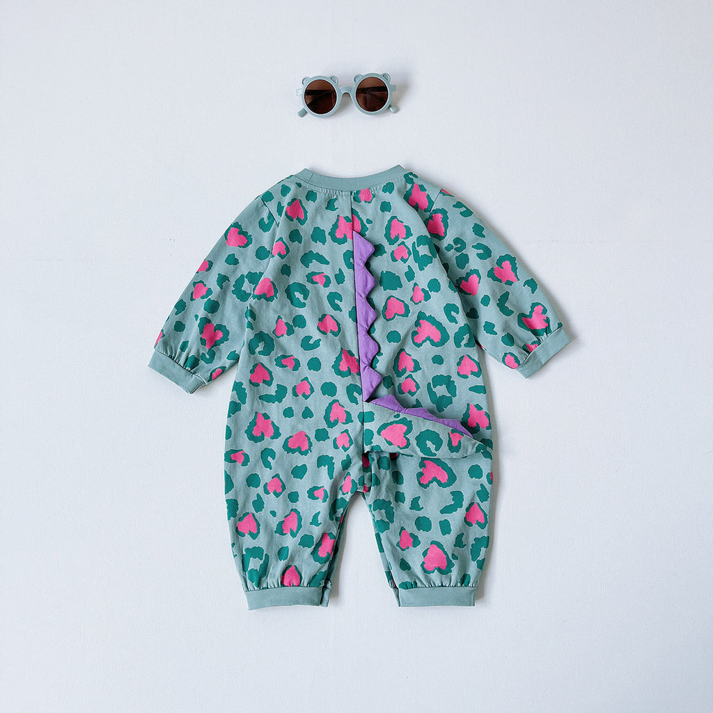 Cute Dinosaur Tail Long-sleeved Jumpsuit for Babies