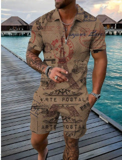 Ensemble de polo de sport d'été à manches courtes pour homme (2 pièces)
