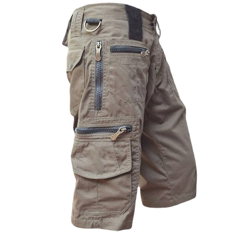 Shorts décontractés amples en coton multi-poches pour homme