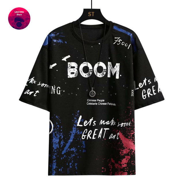 T-shirts graphiques d'été pour hommes à manches courtes style coréen