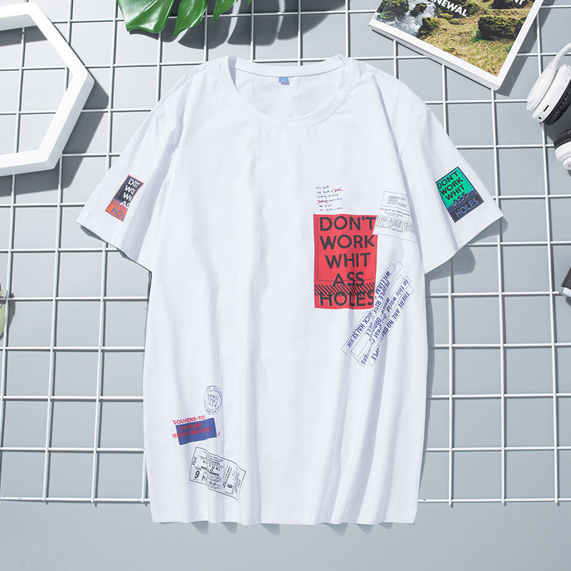 T-shirt d'été pour homme, col rond en coton coupe ample